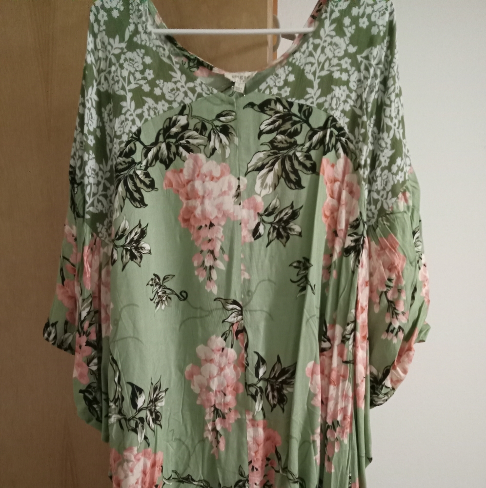 Umgee brand green floral multi print dress/tunic